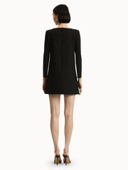 Oscar de la Renta - Black Floral Lace Up Shift Dress