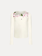 Oscar de la Renta - Cherry Blossoms Embroidered Blouse