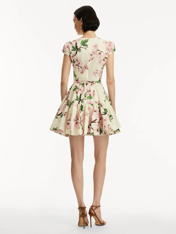 Oscar de la Renta - Cherry Blossom Cotton Poplin Mini Dress