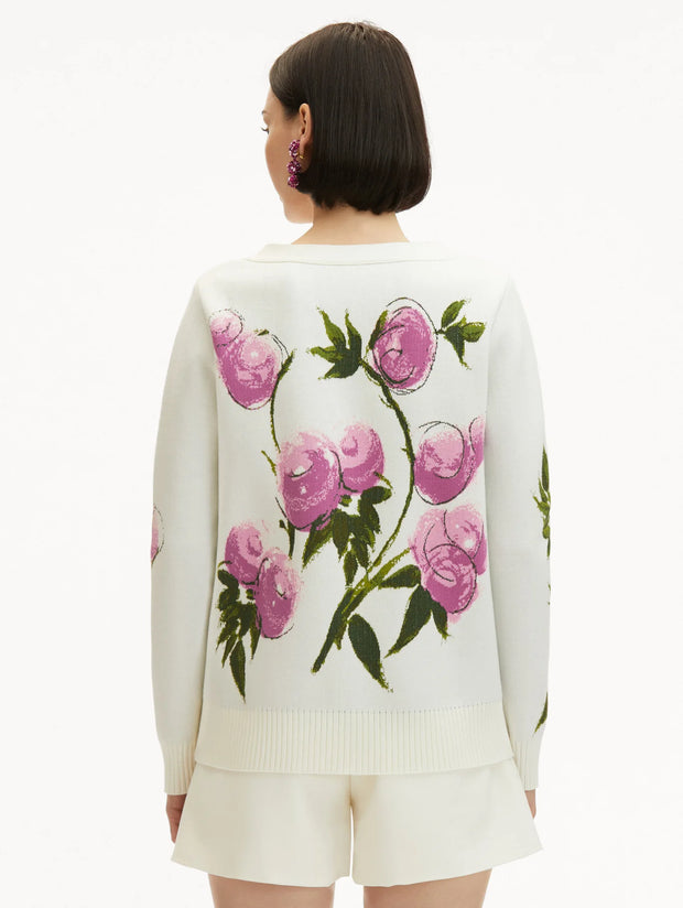 Oscar de la Renta - Rose Printed Long Cardigan