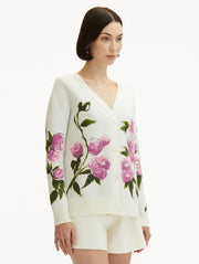 Oscar de la Renta - Rose Printed Long Cardigan