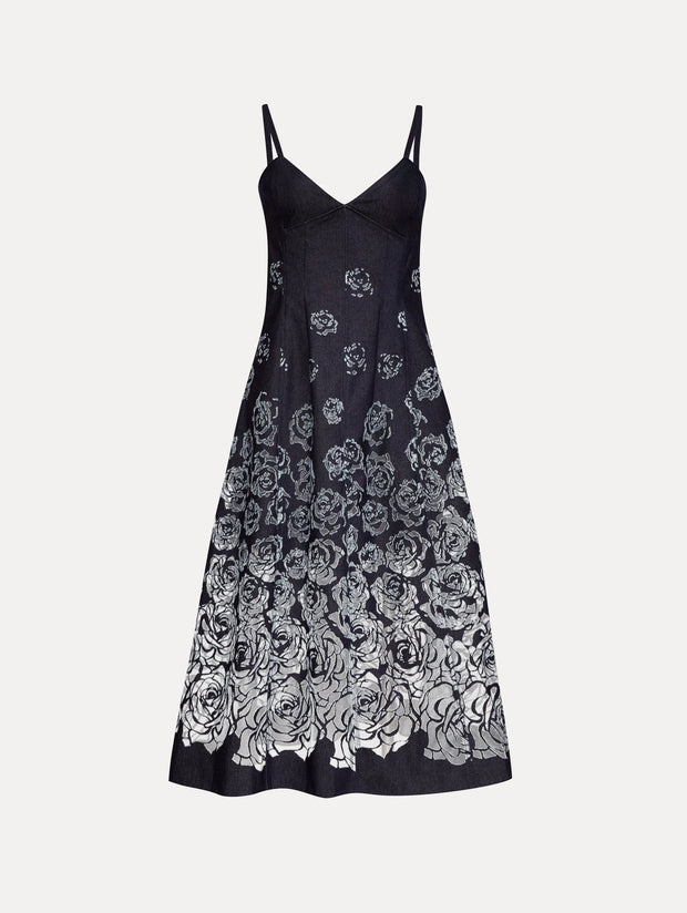 Oscar de la Renta - Denim English Rose Day Dress