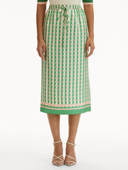 Oscar de la Renta - Geometric Print Silk Skirt