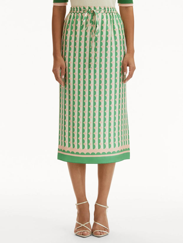 Oscar de la Renta - Geometric Print Silk Skirt