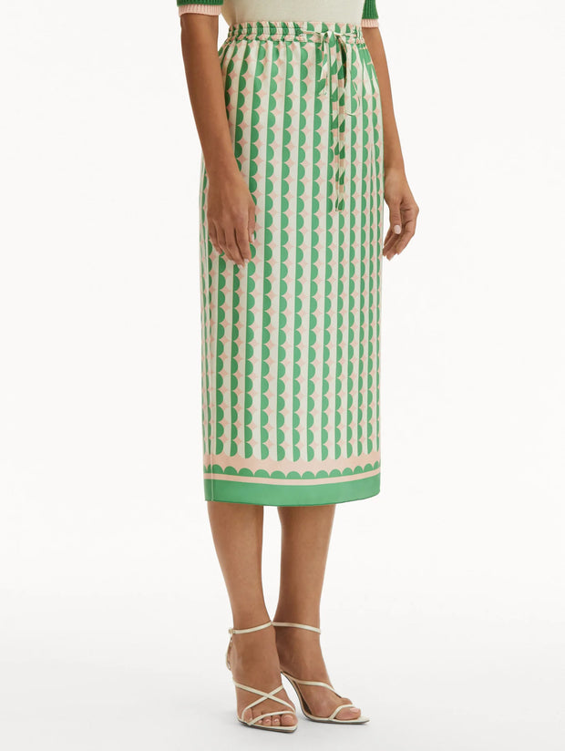 Oscar de la Renta - Geometric Print Silk Skirt