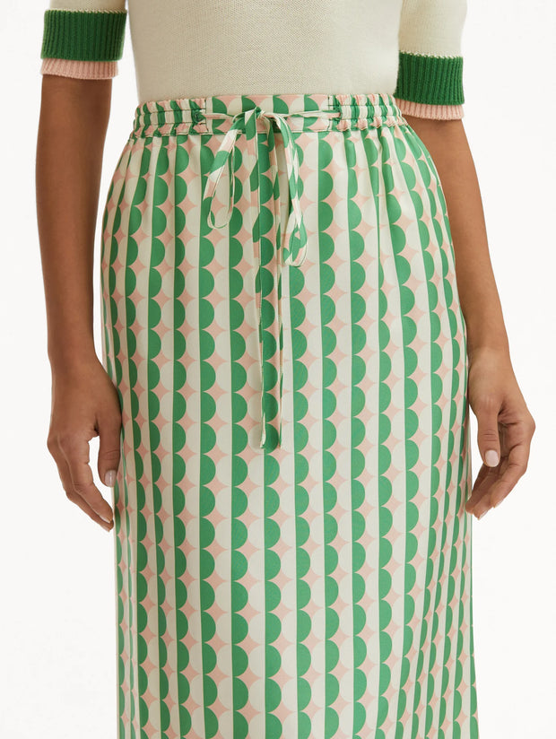 Oscar de la Renta - Geometric Print Silk Skirt