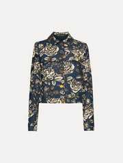 Oscar de la Renta - Rose Print Denim Jacket