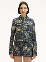 Oscar de la Renta - Rose Print Denim Jacket