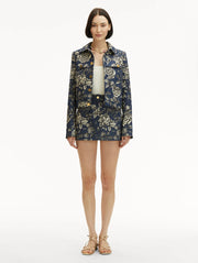 Oscar de la Renta - Rose Print Denim Jacket