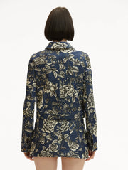 Oscar de la Renta - Rose Print Denim Jacket