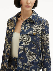 Oscar de la Renta - Rose Print Denim Jacket