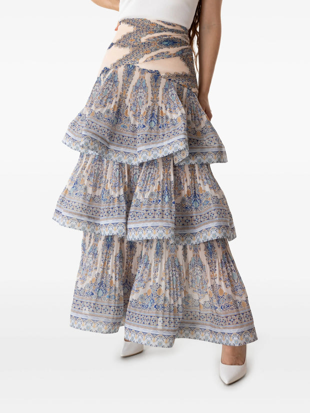 ZIMMERMANN - Tiered Plissé-Effect Maxi Skirt
