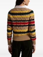 POLO RALPH LAUREN - Cable-Knit Striped-Pattern Cardigan