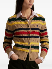 POLO RALPH LAUREN - Cable-Knit Striped-Pattern Cardigan