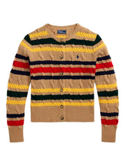 POLO RALPH LAUREN - Cable-Knit Striped-Pattern Cardigan
