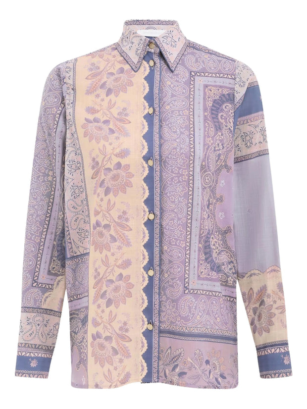 ZIMMERMANN - Mix-Print Button-Up Shirt