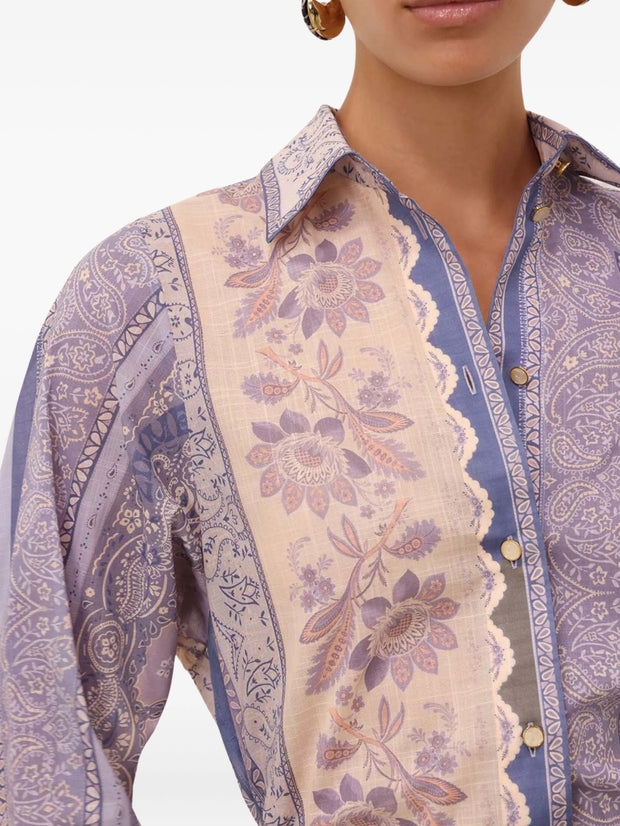 ZIMMERMANN - Mix-Print Button-Up Shirt