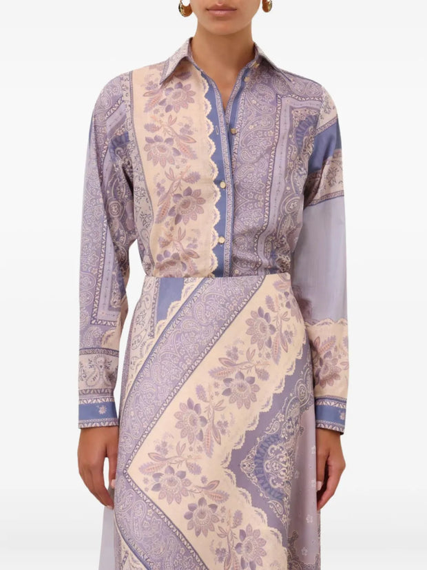 ZIMMERMANN - Mix-Print Button-Up Shirt