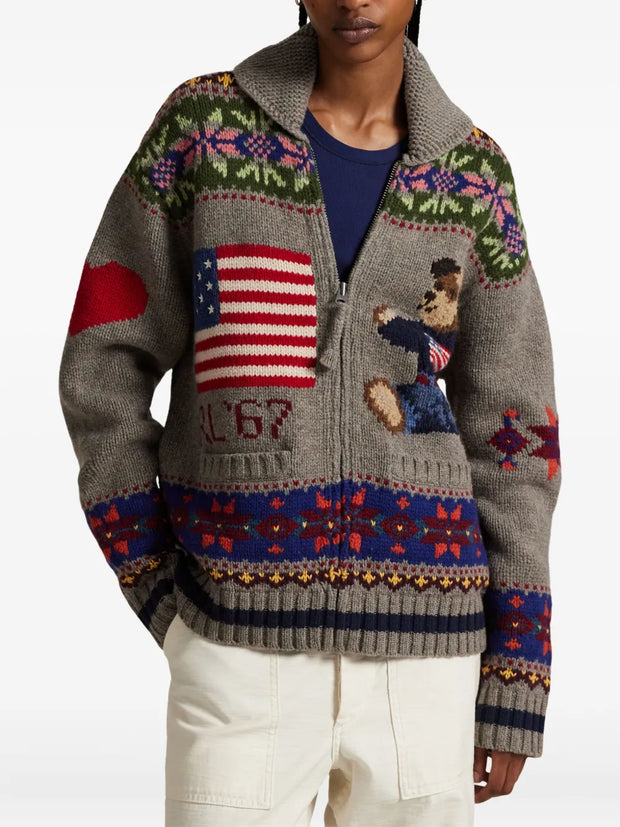 POLO RALPH LAUREN - Fair Isle-Pattern Polo-Bear Cardigan