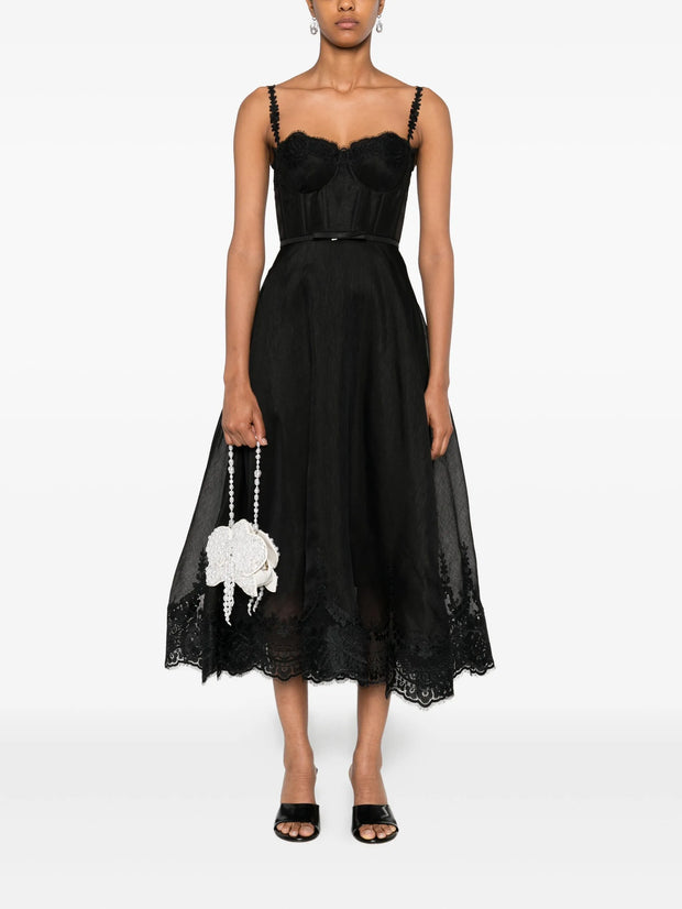 ZIMMERMANN - Lace-Trimmed Corset Midi Dress