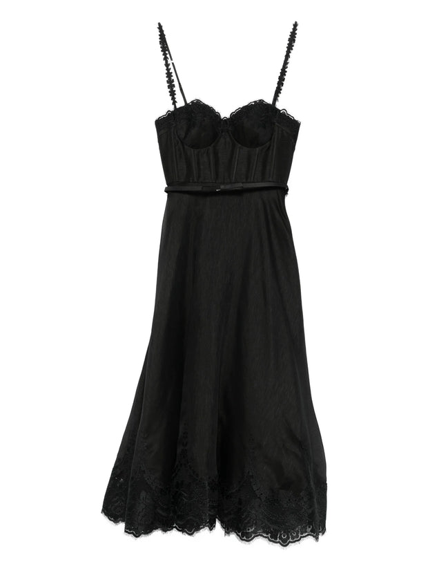 ZIMMERMANN - Lace-Trimmed Corset Midi Dress