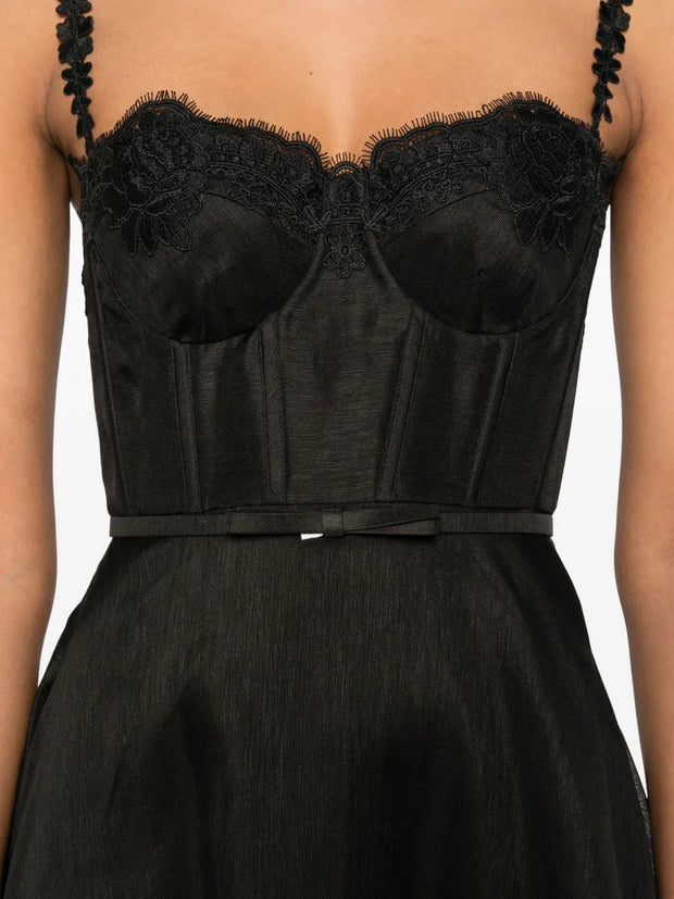 ZIMMERMANN - Lace-Trimmed Corset Midi Dress