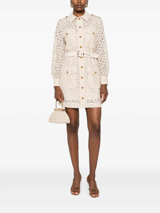 ZIMMERMANN - Floral-Lace Belted Mini Dress