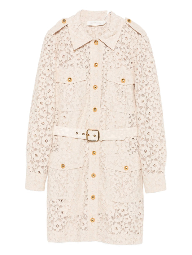ZIMMERMANN - Floral-Lace Belted Mini Dress