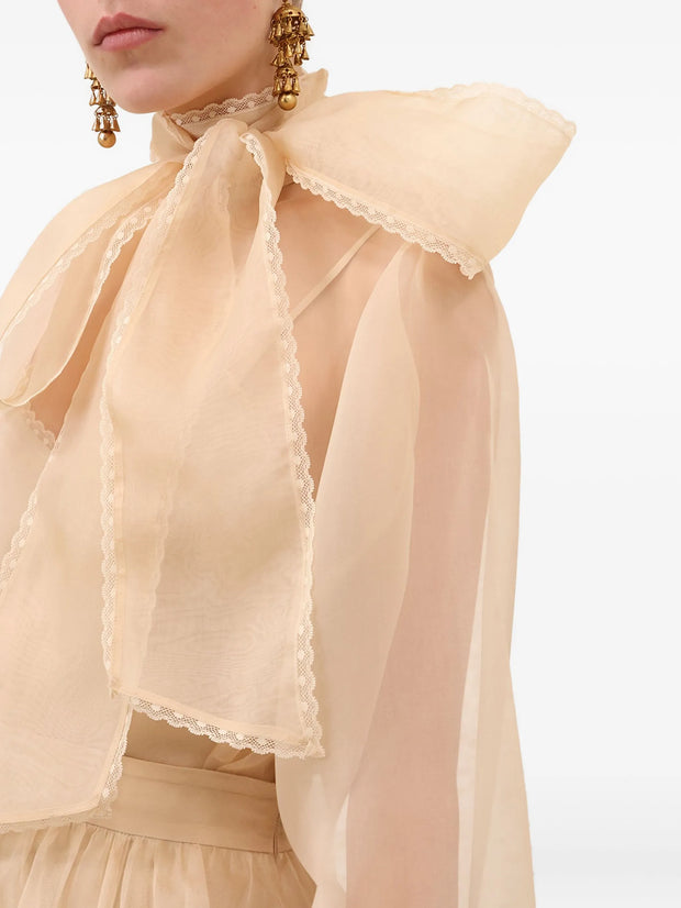 ZIMMERMANN - Memento Organza Bow-Lace Blouse