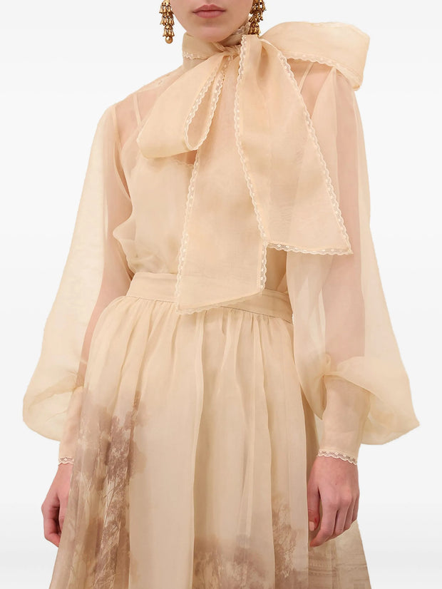 ZIMMERMANN - Memento Organza Bow-Lace Blouse