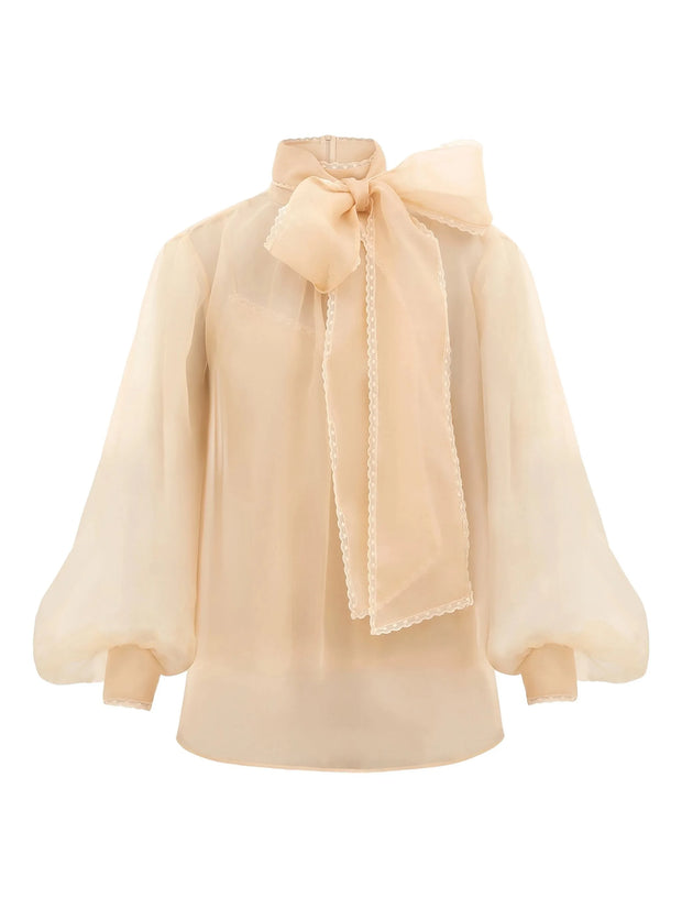 ZIMMERMANN - Memento Organza Bow-Lace Blouse