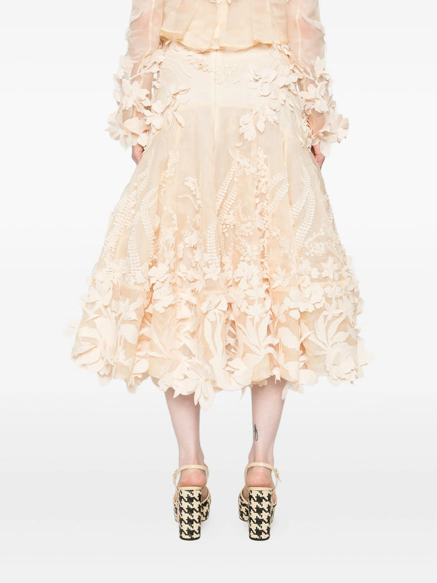 ZIMMERMANN - Floral-Applique Midi Skirt