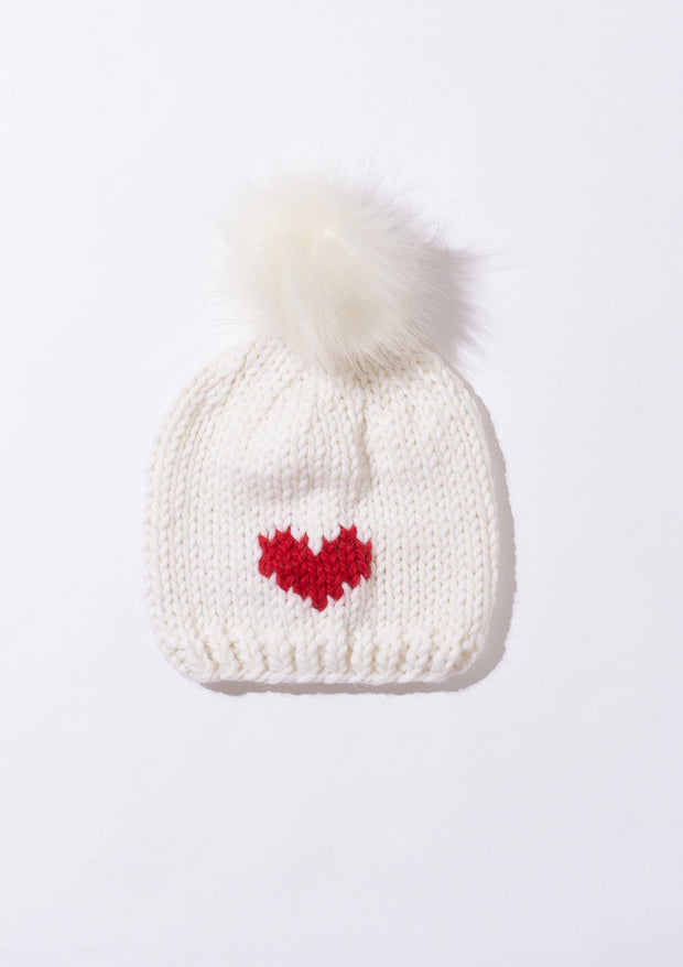 GOGO SWEATERS - HEART TOQUE WITH REMOVABLE POM