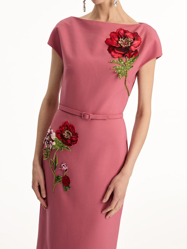 Oscar de la Renta - Pink Peony Belted Dress