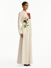 Oscar de la Renta - Peony White Cotton Floor-Length Dress