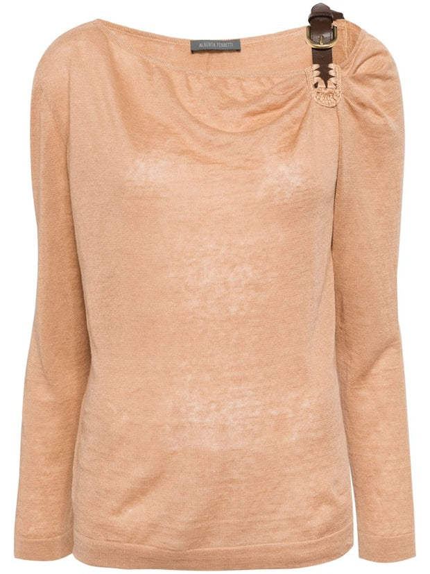 ALBERTA FERRETTI - Buckle-Detail Linen Top