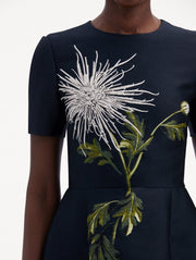 Oscar de la Renta - Navy Chrysanthemum Mini Dress