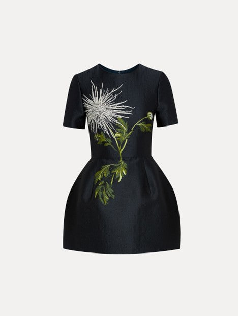 Oscar de la Renta - Navy Chrysanthemum Mini Dress