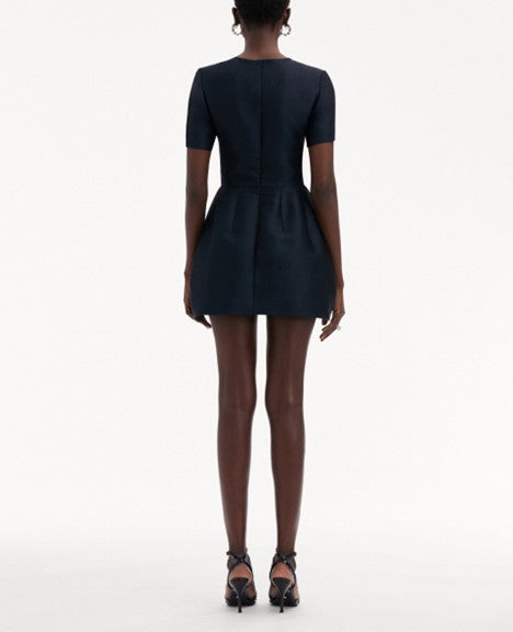 Oscar de la Renta - Navy Chrysanthemum Mini Dress