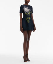 Oscar de la Renta - Navy Chrysanthemum Mini Dress