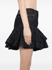 ZIMMERMANN - Crush Denim Frill Mini Skirt