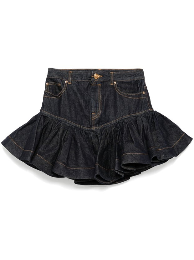 ZIMMERMANN - Crush Denim Frill Mini Skirt