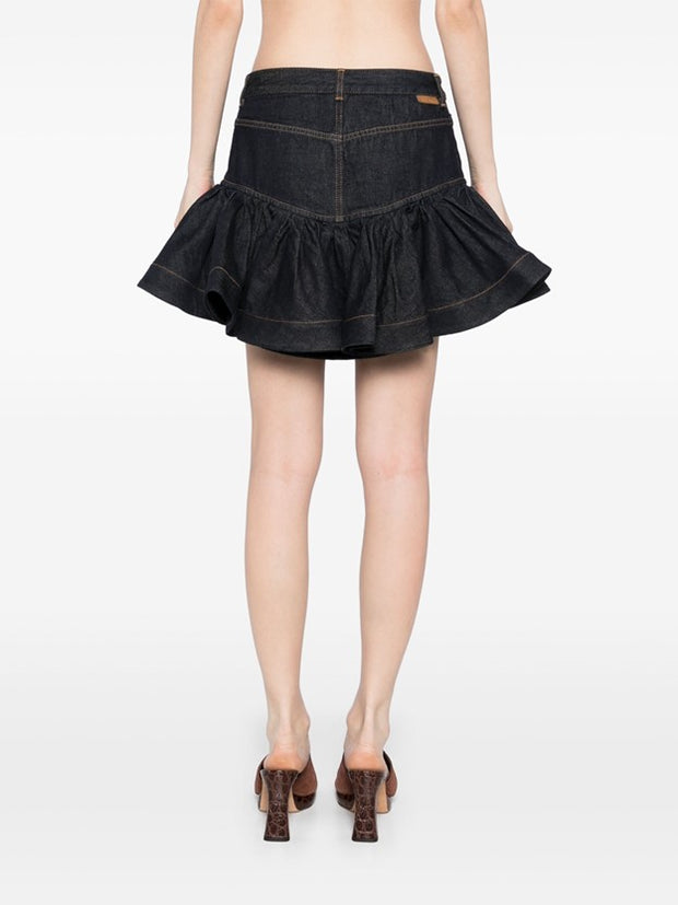 ZIMMERMANN - Crush Denim Frill Mini Skirt