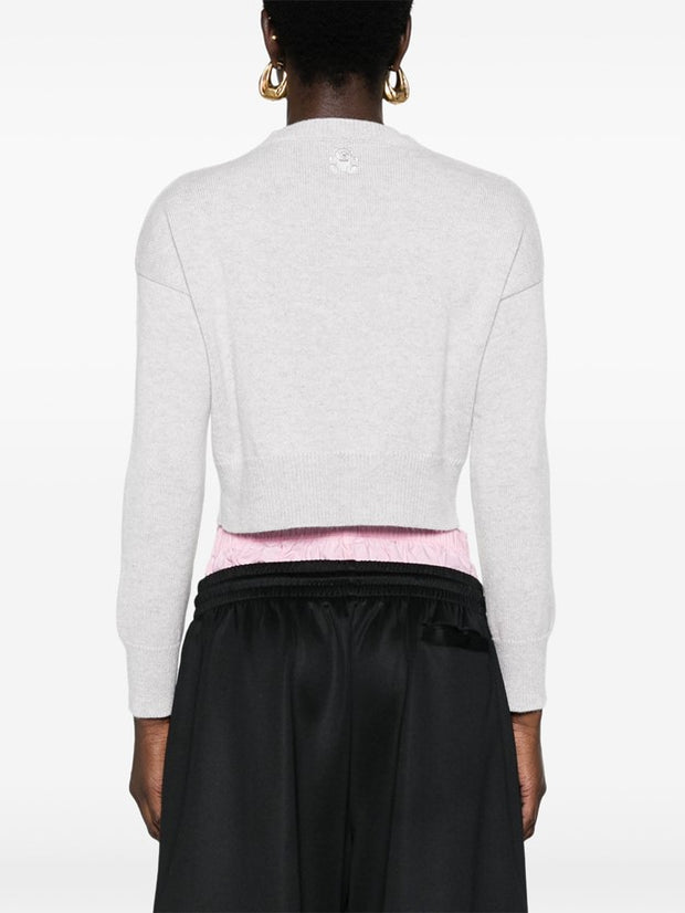 Genova Cropped Cashmere Jumper - Fog