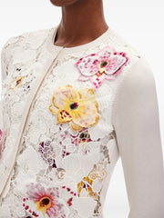 OSCAR DE LA RENTA - Orchid Threadwork Inset Cardigan