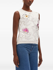 OSCAR DE LA RENTA - Orchid Threadwork-Inset Tank Top