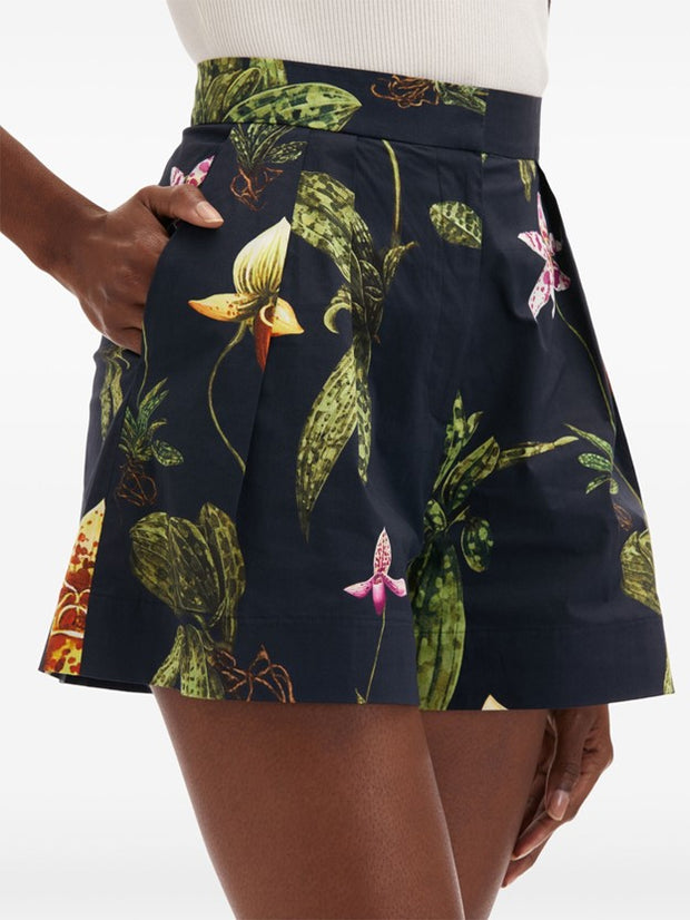 OSCAR DE LA RENTA - Orchid Cotton Poplin Wide-Leg Shorts