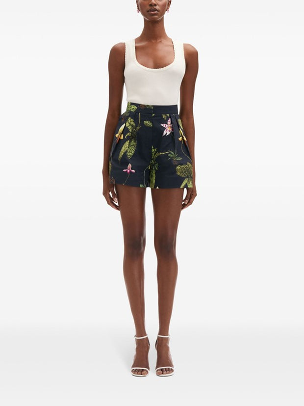 OSCAR DE LA RENTA - Orchid Cotton Poplin Wide-Leg Shorts