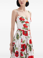 OSCAR DE LA RENTA - Poppy-Print Cotton Maxi Dress