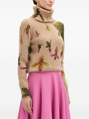 OSCAR DE LA RENTA - Orchid-Print Roll-Neck Sweater